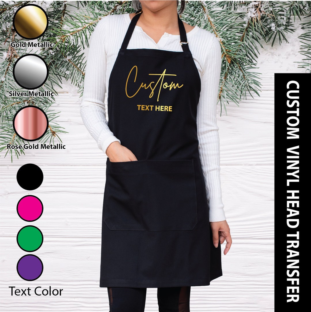 Custom Text Apron, Hobby Apron, Gold Black Apron, Personalized Apron, Custom Gift Apron, Gift