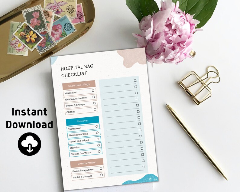 Printable Hospital Bag Checklist Birth Bag Packing List - Etsy
