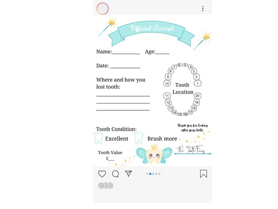 Tooth Fairy Receipt Printable Lost First Tooth Letter - Etsy