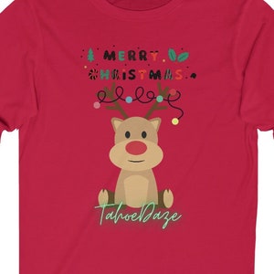 Camiseta de manga comprida Feliz Natal Rena Design original de TahoeDaze para amantes de Lake Tahoe