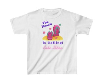 The Beach is Calling! Lake Tahoe.  Kids Heavy Cotton™ Tee