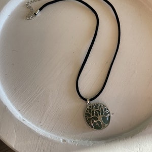 Boho, Western, Turquoise, Seafoam, Silver, Black, Hippie, Free Spirit, Tree of Life Leather Necklace