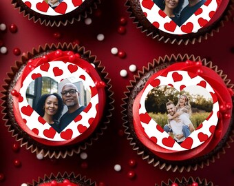 Hearts Background Valentines Edible Precut Image Topper Custom Couple and Friends