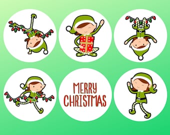 Cute Christmas Elves Precut Edible Topper