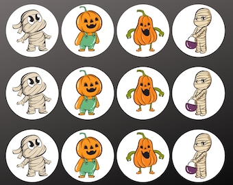 Cute mummy and Pumpkin Halloween Precut Edible Image Topper
