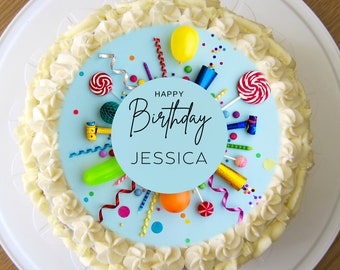 Happy Birthday Custom Edible Precut Cake Topper