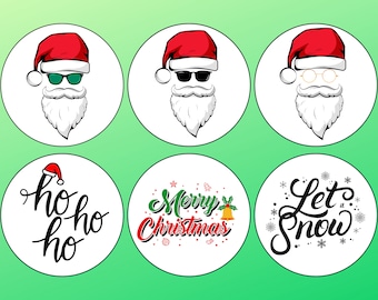 Cool Santa Merry Christmas Precut Edible Cupcake Cake Topper