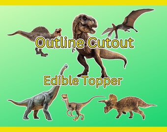 Dinosaur Precut Outline Cutout Precut Edible  Topper