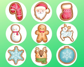 Cute Cookie Christmas Characters Precut Edible Topper