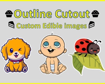 Pre-cut Outline Cutout Edible Image Topper