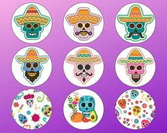 Cute Day of the Dead ( Dia de los Muertos) Sugar Skull Edible Cake Toppers