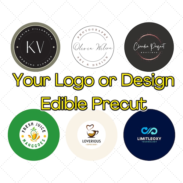 Your Logo or Design Precut Edible Cake Cupcake Topper