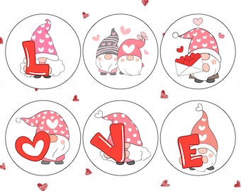 Edible Topper Cute Valentines Love Gnomes Edible Precut Topper
