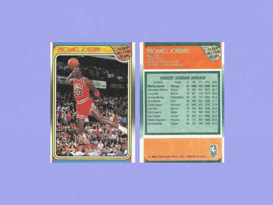 Michael Jordan 1988 Fleer 120 W/ World Leaders in Crowd Custom Card ...