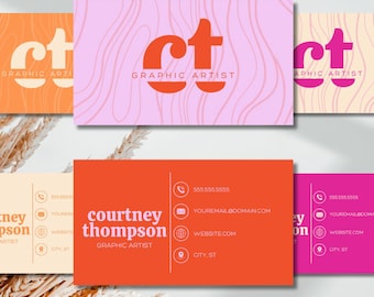Custom Business Cards on Canva, Fun & Colorful Aesthetic Design, Editable Digital Business Card Template, Modern Bold Branding Card COLORPOP