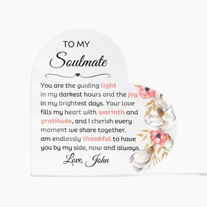 Personalized Soulmate Acrylic Heart Plaque Custom Name to Girlfriend Fiancé Keepsake Gift Home Decor