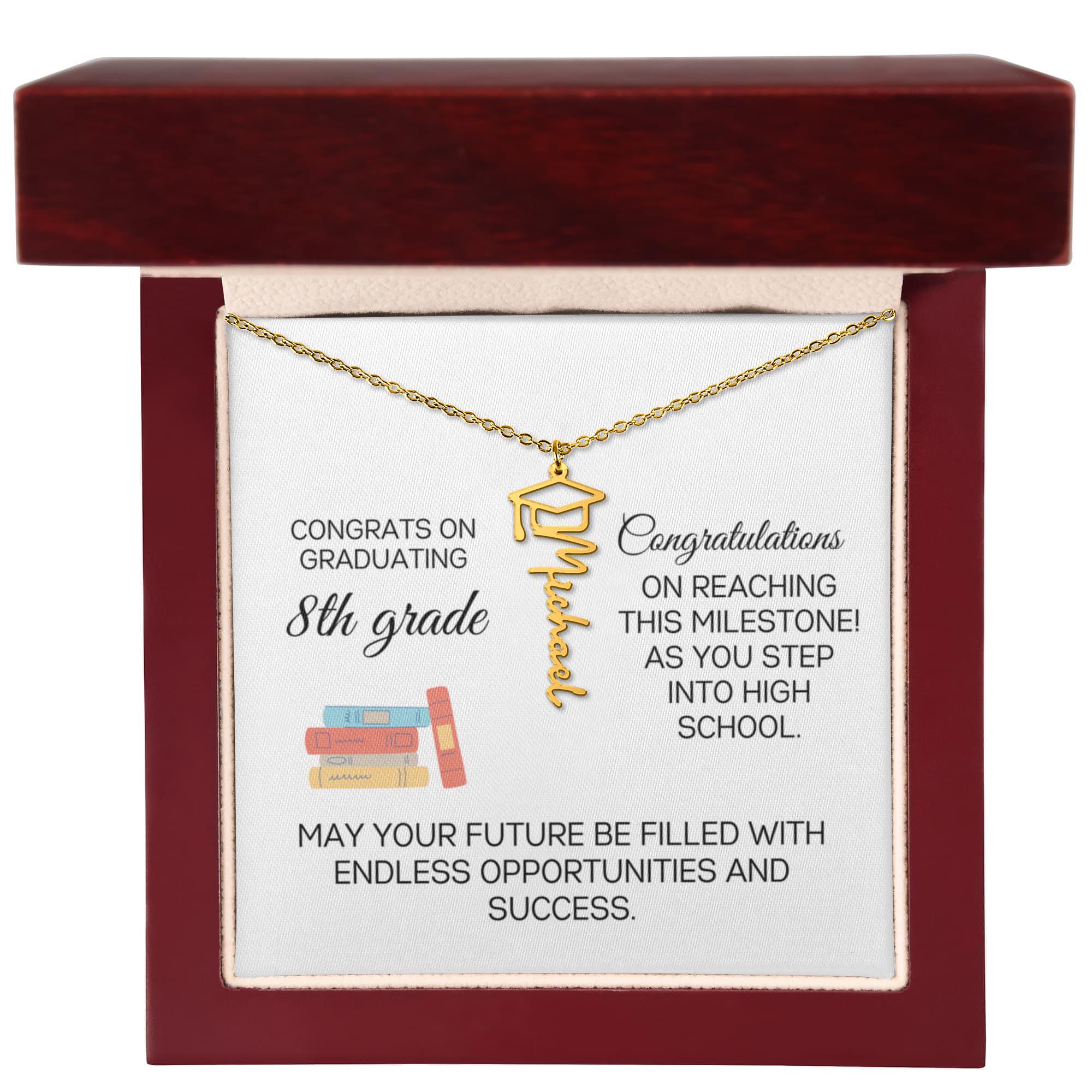 Personalized Script Graduation Cap Name Necklace 8th Grade Graduation ...
