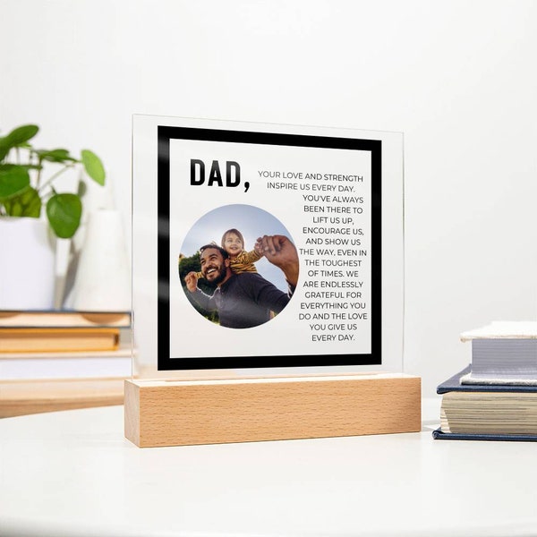 Personalized Dad Photo Square Acrylic Plaque Father's Day Daddy and Children Custom Keepsake Gift Home Decor