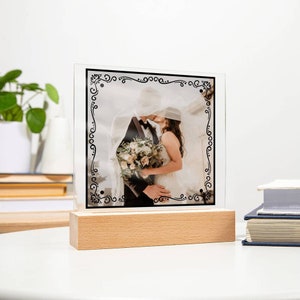 Foto di matrimonio personalizzata Targa quadrata in acrilico Regalo di nozze Regalo di anniversario Coppie Immagine Regalo ricordo di marito e moglie Decorazioni per la casa immagine 5