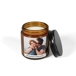 Custom Photo Candle, Personalized Picture Candle, Custom Image Candle, Photo Gift, Amber Jar Candle