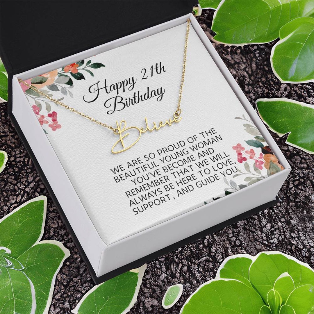 Personalized 21st Birthday Script Name Necklace From Mom Dad Custom ...