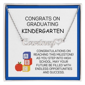Personalized Kindergarten Graduation Script Name Necklace Custom Name School Grad Gift for Girls