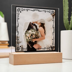 Foto di matrimonio personalizzata Targa quadrata in acrilico Regalo di nozze Regalo di anniversario Coppie Immagine Regalo ricordo di marito e moglie Decorazioni per la casa immagine 7