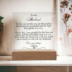 Personalized Husband Square Acrylic Plaque Gift for Hubby from Wife Love you Gift Anniversary Birthday Christmas