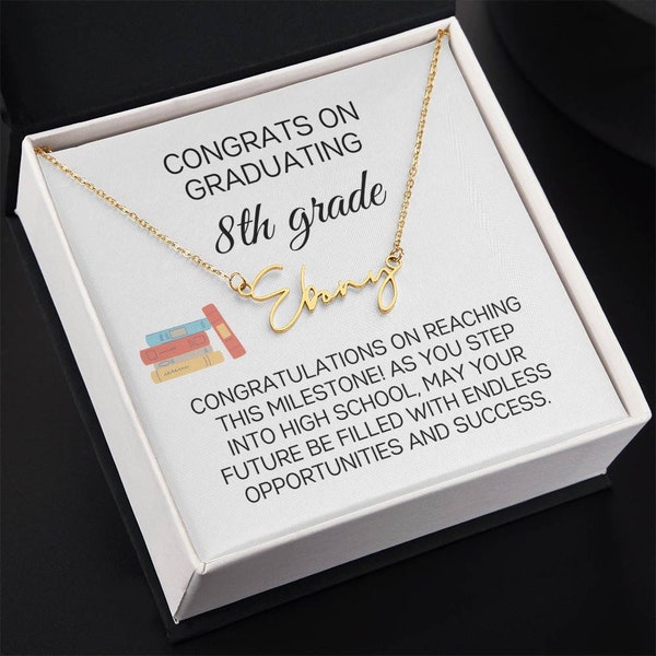 Personalized 8th Grade Graduation Script Name Necklace Custom Name Middle School Grad Gift for Girls Preteen Teen Gift