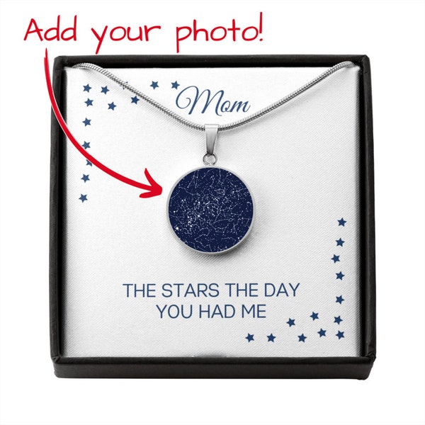 Mom Star Map The Day You Had Me Circle Necklace Personalized Jewelry Custom Gift Idea for Mom Mother's Day Gift from Son Daughter