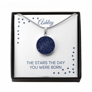 Mappa stellare della figlia Il giorno in cui sei nato Collana circolare Gioielli personalizzati Idea regalo personalizzata per il compleanno della figlia Natale