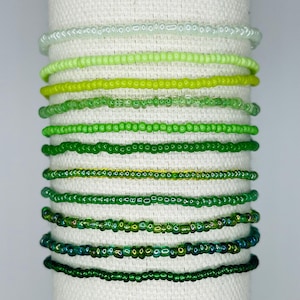 Green 2-mm Glass Seed Bead Bracelets