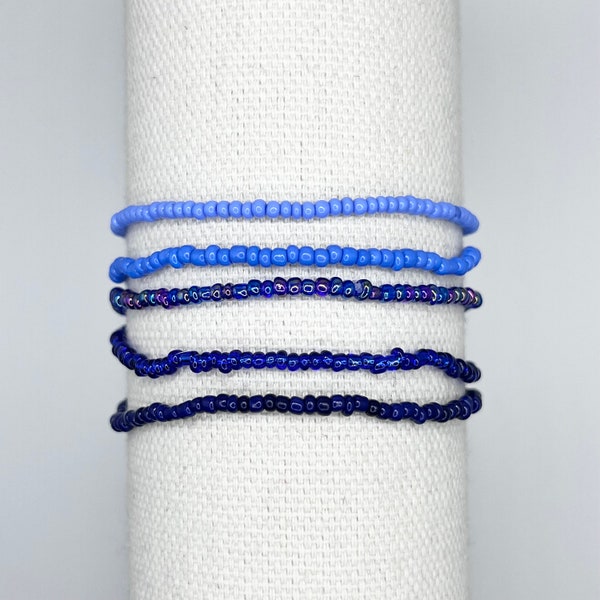 Blue 2-mm Glass Seed Bead Bracelets