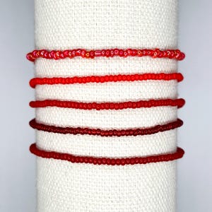 Red 2-mm Glass Seed Bead Bracelets