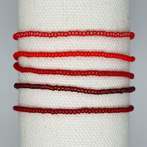 Red 2-mm Glass Seed Bead Bracelets