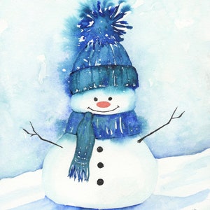 Cute watercolor snowman cards