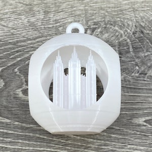 White LDS Temple Replica Christmas Ornament (Choses your own temple), Wedding / Marriage / Baptism - 3d printed / Church of Jesus Christ