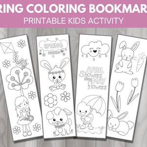 Spring Coloring Bookmarks for Kids
