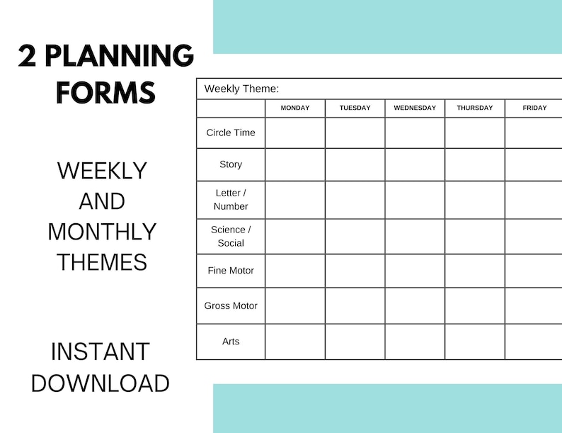 Printable Preschool Planner / Daycare Planner - Etsy