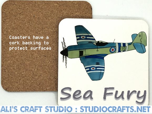 Aircraft Coasters - 95mm Square Heat Resistant Acrylic or Gloss Wooden ...