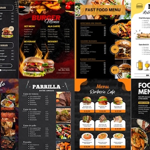 25 Plantillas de carta de menu restaurante para editar en Canva