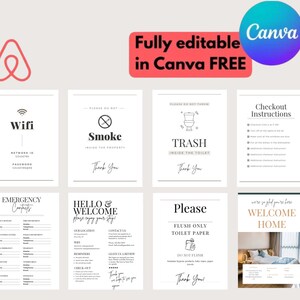 Cartelli Airbnb, Modello Airbnb, Modelli Airbnb, Cartello di benvenuto Airbnb, Libro di benvenuto Airbnb, Pacchetto host Airbnb, Regole della casa Airbnb, Pacchetto