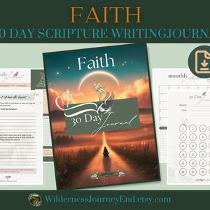 Faith 30-Day Scripture Writing Journal Workbook, Daily Reflection Prompt Guide, Spiritual Growth Diary, Prayer Journal, Scripture Planner