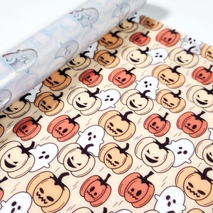 TPU Vinyl Roll Joyous Jack O' Lanterns, Halloween Fabric, Jelly Vinyl Fabric, Faux Leather, Printed Jelly Vinyl, Craft Supplies, Bag Making