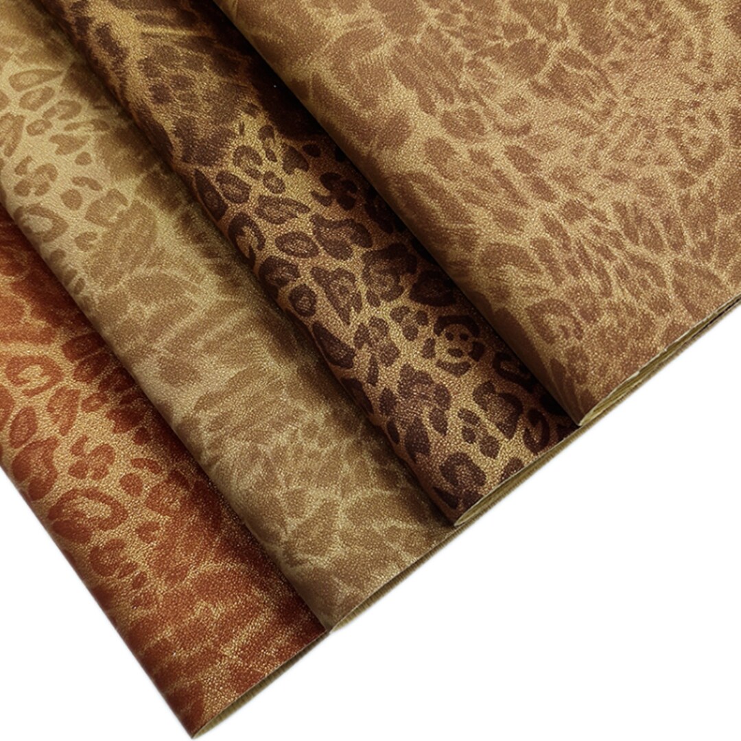 Leopard Print Faux Suede Vinyl, Leopard Leather Sheets, Faux Leather, Craft Supplies, DIY, Bag ...