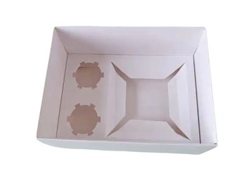 Bento Box With 2 Cupcake insert and Clear Lid- 9.5in x 7 in x 5 in