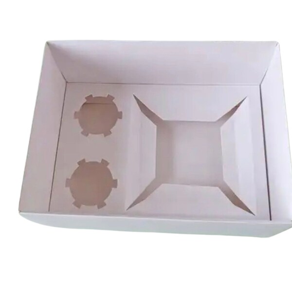 Bento Box With 2 Cupcake insert and Clear Lid- 9.5in x 7 in x 5 in