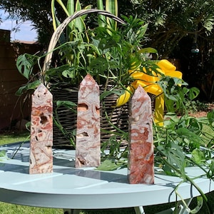 Large Crazy Lace Agate Towers with Druzy (also called Mexican Agate)