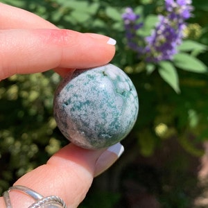 Small Moss Agate Sphere with Druzy