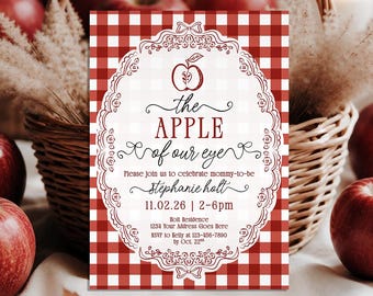 Apple of Our Eye Baby Shower Invitations: Fall Theme, Gender Neutral Invite, Canva